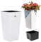 Übertopf Blumenkübel Blumentopf Hochglanz mit Einsatz Hoch (Weiß, XL-57cm)