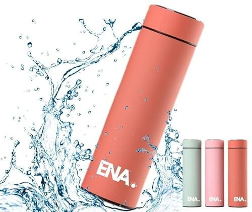 Botella con Pantalla Led Táctil con Temperatura, Termo 500ML, Botella de Acero Inoxidable Acabado Mate rugoso, Resistente al agua, Sellado Antigoteo. (NARANJA MELOCOTÓN)