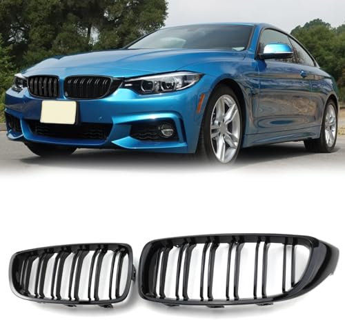 TTCR-II Kompatibel mit BMW F32 Nieren Schwarz Kühlergrill, Kühlergrill Streifen für 4er F32 F33 F36 (2014-2018) F80 F82 F83 M3 M4 (2015-2019), 2Stk Doppel Slats BMW 4er f33 Nieren Schwarz