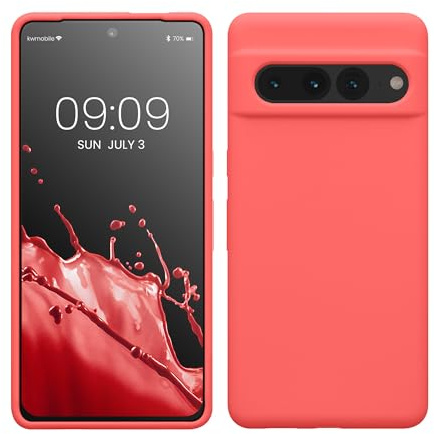 kwmobile Handyhülle für Google Pixel 7 Pro Hülle, für Pixel 7 Pro Case - Hülle Silikon - kabelloses Laden - Neon Koralle