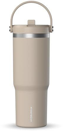 Hydrapeak Nomad ST-Latte Trinkbecher mit Griff und Strohhalm-Deckel, auslaufsicher, doppelt isoliert, 900 ml, Edelstahl