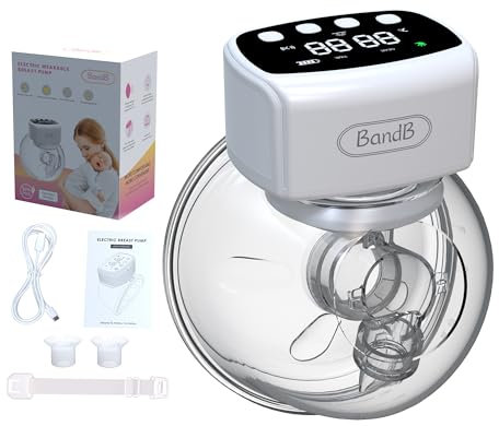 BandB Wearable Electric Breast Pump, Low Noise, Pain Free, Flange Size 19mm, 21mm, 24mm, 27mm (24mm)