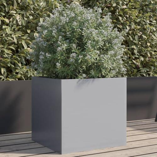 Bulliing Jardinière argenté 42x40x39 cm Acier galvanisé,Jardiniere sur Pieds,Bac avec Treillis,Jardiniere Terrasse