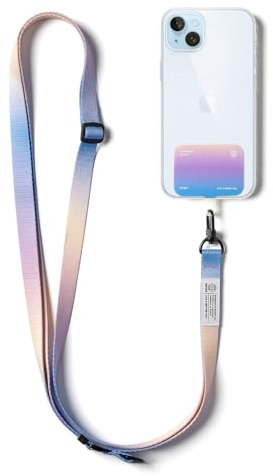 Ringke Holder Link Snap Hook Lanyard [Kordel + TPU Farbpad], Verstellbarer Karabinerhaken Crossbody-Handyband Kompatibel mit Universeller Handyhülle - Aurora