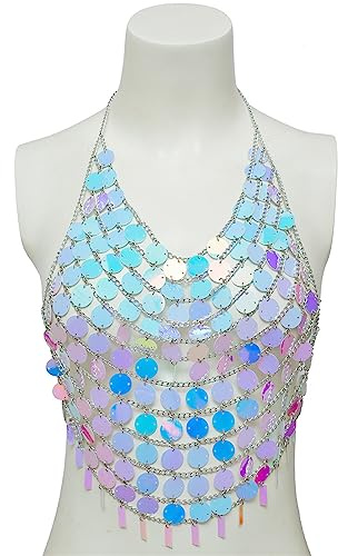 Maxtonser Funkelnde Bikini Brustkette Glitzernde Bikini BH Crop Tops Kette Pailletten Körperschmuck Sexy Clubwear Strandzubehör
