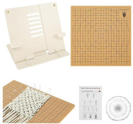Qezodsx Makramee-Brett und Verstellbarer Metallhalter, 12 X 16 Doppelseitiges Makramee-Projektbrett mit Stecknadeln, für Anbringen Von Kordeln An Armbändern und Perücken
