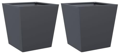 vidaXL Fioriere da Giardino 2 pz Antracite 40x40x40 cm in Acciaio, fioriera, fioriera da Patio, Vaso Fiori da Esterni, fioriera da Esterno