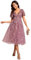 Ever-Pretty Prom Dress Leaf Sequin Short Sleeve Tulle Midi Wedding Guest Dress Orchid 18UK