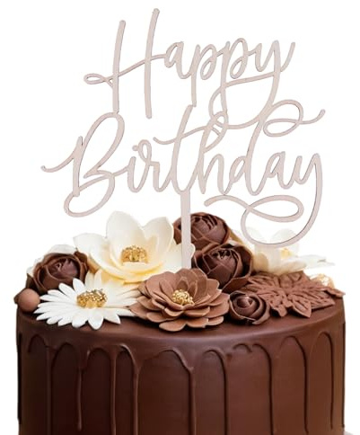 Hölzerne Happy Birthday Cake Topper - Geburtstag Party Dekoration Supplies, Happy Birthday Kuchen Geburtstag Dekoration (Holz Happy Birthday Cake Topper)