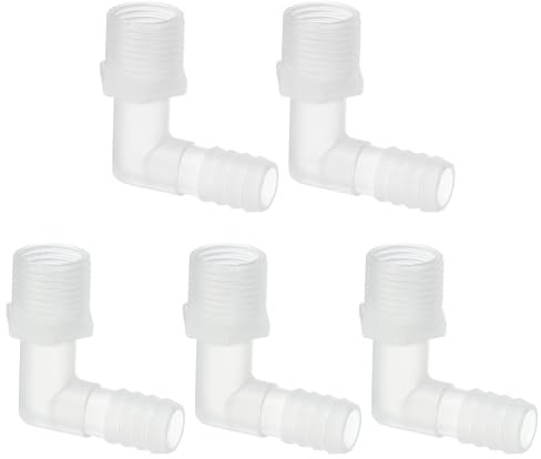 PATIKIL 1/2G x 1/2 Schlauchverbinder Winkel Schlauchstutzen L Form Schlauchtülle, 5 Stück Ellbogen Schlauchnippel Kunststoff Schlauchverbinder für Wasser Gas Kraftstoff Flüssigkeit Luft
