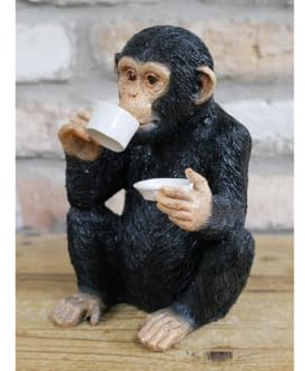 My Square Mile Funny Monkey Figurine Drinking Tea, 18cm, Novelty Gift