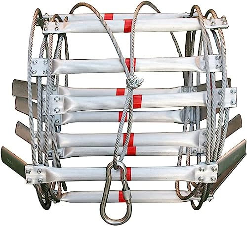 BLYXINVORA Strickleiter, Aluminium-Notleiter, Feuerleiter für 2-10 Stockwerke/Weiß/12M/39.4Ft