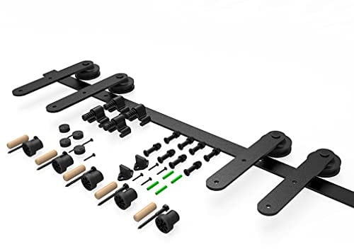 243 cm lange Scheunen-Holz-Schiebetür-Hardware-Schienen-Kit für Doppeltür, einfache Installation, 243 cm Schienensystem, Vintage-Stil