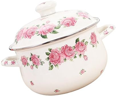 DECHOUS Stockpot Pink Pan for Soup Stew Floral Pots Pans Set Noodle Cooking Pot