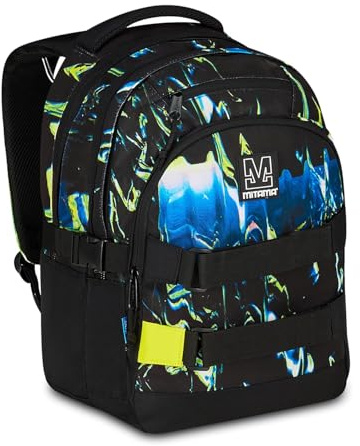 Mitama Zaino Scuola FADE, #BDBF, Triplo Scomparto, Tasche Porta Borraccia, Spallacci Ergonomici, Scuola Elementare Bambino, Media