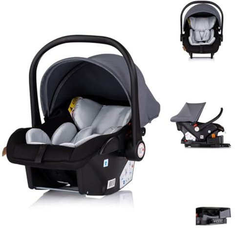 Chipolino Set Babyschale Isofix-Basisstation Amore i-Size Gruppe 0+ (0-13 kg), Farbe:grau gemustert