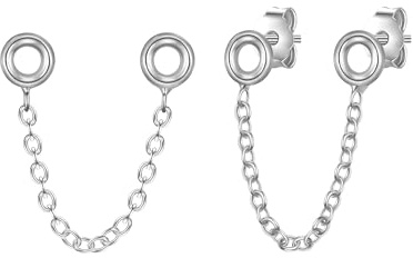 Glanzstücke München Damen Ohrringe 925/- Sterling Silber | rhodiniert, Ohrstecker, je 2 Stecker mit Kette verbunden