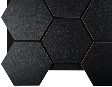 Fuse Acoustic Wooden Hexagon Wall Panel in Black Oak
