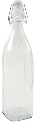 Lot de 10 bouteille carrée en verre avec bouchon hermétique, carafe bouteille avec fermeture à clip, capacité 1L - Longueur 8,2 x Largeur 8,2 x Hauteur 31,8 cm