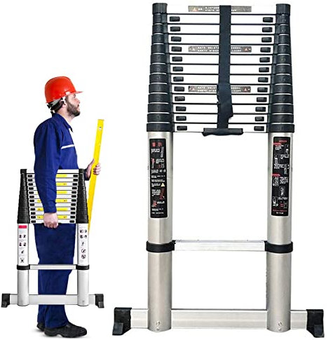 DRFGNF Escalera telescópica de Aluminio Extensible de 7 m de Largo para Trabajar en techos de autocaravanas y áticos.