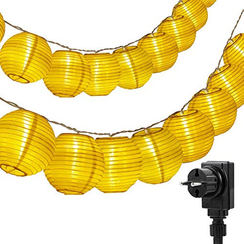 FAUETI 30er Lampion Lichterkette Außen, 7,2M Gesamtlänge mit Stecker, GS-geprüft & IP44 wasserdicht, Warmweiße Deko für Garten, Balkon, Terrasse & Party