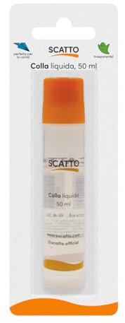 SCATTO ENERGIA CREATIVA | Set 6 Colla Liquida Trasparente – 50 ml per Flacone – Totale 300 ml – Adesivo Multiuso per Carta e Cartoncino – Ideale per Scuola e Lavoretti Creativi