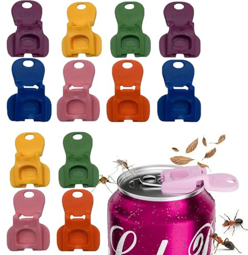 Easy Tab Opener & Drink Protector, Pack of 12 Colour Coded Drink Can Protector, Can Opener for Drinks Opener, Manual Drink Can Ring Opener for Children, Elderly and Arthritis Sufferers (12 Stück)