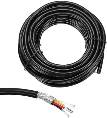 QUARKZMAN 1 Pieza Cable Blindado UL2464 22AWG 7.6m (25 Pies) 300V 4 Conductores Alambre Eléctrico De PVC Para CNC Con Doble Capa De Blindaje Para Electrodomésticos, Cableado Automotriz