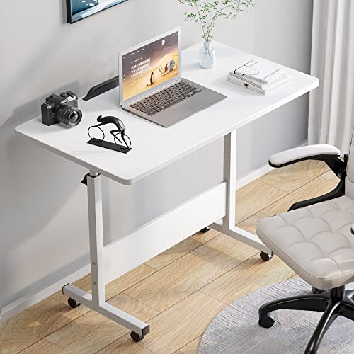 HDHNBA Petit Bureau Assis-Debout Réglable en Hauteur Bureau d'Ordinateur Roulant Table Portable pour PC avec roulettes pour Maison