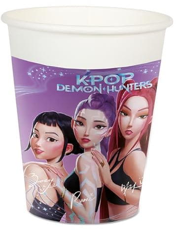 8 K-Pop-Becher Demon Hunters aus Papier, 200 ml, Dekoration für Geburtstagsfeier, Getränke, Tisch, für Kinder