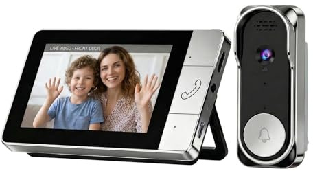 KEPEAK Video Türklingel mit Kamera, 130° Weitwinkel Türspion Kamera, 4,3-Zoll HD-Bildschirm & Zwei-Wege-Audio, 2,4G Funkklingel mit Kamera, Infrarot-Nachtsicht, Einfache Installation ohne Kabel