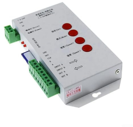 T-1000S LED Pixel Controller 2048 Pixels für sd Card Digital LED Controller für ws2812b SK6812 Compatible Programmable Light Controller 256 Grayscale Levels RGB LED Strip Controller DC5V-24V Metal