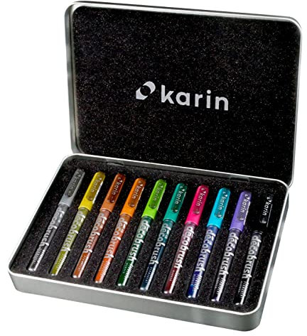 KARIN DecoBrush Metallic 10 pcs. set DecoBrush Metallic 10 Stück Transparenter Körper mit ink-free System, 2,4 ml