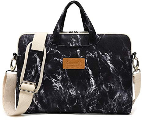 canvaslife Laptop-Schultertasche, 38,1 cm (15 Zoll), wasserdicht, mit Rückprallblasen-Schutz, für 14-15,6 Zoll (35,6 - 39,6 cm), Schwarz