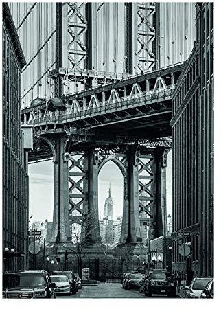 Komar Wandbild | Brooklyn Bridge | Poster, Bild, Wohnzimmer, Schlafzimmer, Dekoration, Kunstdruck | ohne Rahmen | P123-30x40 | Größe: 30 x 40 cm (Breite x Höhe), Schwarz, Weiß, Grau