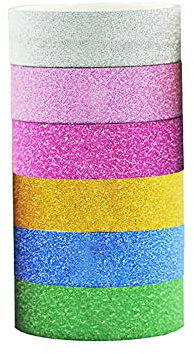 JIHUOO 6 Rollen Glitter Masking Tape Dekorative Klebeband für Scrapbooking DIY Handwerk Bunt