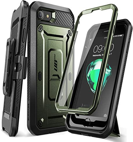 SUPCASE Unicorn Beetle Pro Full-Body Case with Kickstand for 4.7-Inch iPhone SE 7/8 2020/2022, Dark Green