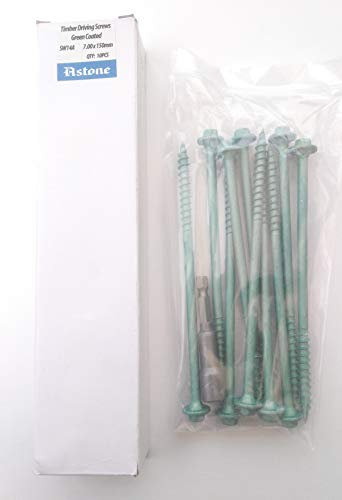 Astone Green Hex drive Timber fixing/landscaping screws with free driving bit (10, 150mm)