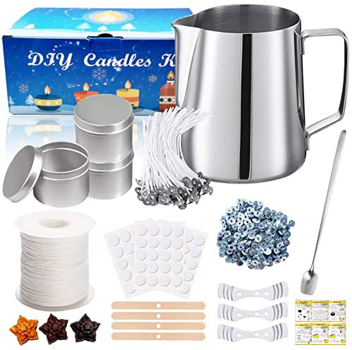 DIY Kerzenherstellung Kit,Duftkerzen,Candle Craft Supplies Set,Mit Candle Make Gießtopf,Dochte,Kerzenglas,Kerze Docht Aufkleber,Dochthalter,Rührstab,Wachsdocht Sockel,Für Kerze,Seife Herstellung