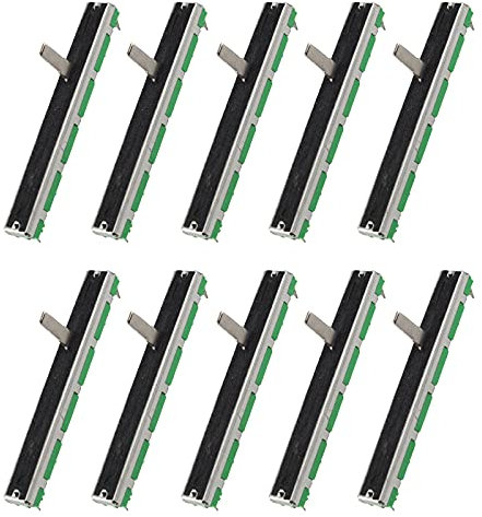 HALJIA 10 Stück B10K Mischpult, 75 mm, 10 K, Doppeltes Gerade Potentiometer B103 10K Ohm Schiebepotentiometer Doppellineares 10K elektronisches Potentiometer, 60 mm Federweg