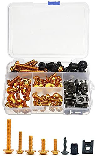 ANCLLO 177pcs Moto Carena Paraurti Pannello Bulloni Kit Corpo Clip di Fissaggio Vite Set Universale Oro