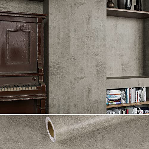 VEELIKE Klebefolie Betonoptik Tapete Grau Wandtapete Industrial Möbelfolie Vintage Selbstklebende Folie Küchenrückwand Deko Wohnzimmer Tapeten Schlafzimmer Abwaschbar Fototapete Schrank 40cm×300cm