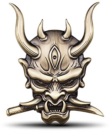 通用 Ghost Fangs Krieger Schädel Samurai Krieger Metall Auto Aufkleber Japanische Samurai Aufkleber Teufel Tod Emblem für Auto Motorrad