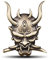 通用 Ghost Fangs Krieger Schädel Samurai Krieger Metall Auto Aufkleber Japanische Samurai Aufkleber Teufel Tod Emblem für Auto Motorrad
