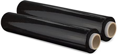 V1 Trade Stretchfolie Schwarz Strechfolienrolle - 2 Wickelfolie - Handstretchfolie - 50cm Breit - Verpackungsmaterial - Verpackungsfolie auf Rolle - Folie Für Möbel - Folien Für Umzug - Umzugsfolie