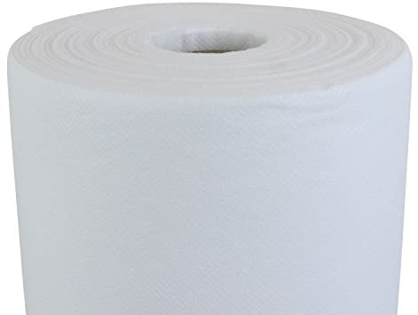 INTERCABO-Rouleau Nappe de Table jetable intisée -1,2m x 48m - Prédécoupé Chaque 1,2m-Spunbond Non tissé-Blanc-certifiée Oeko-Tex Standard-Recyclable.
