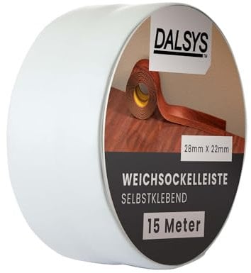 Dalsys Weichsockelleiste selbstklebend Grau 15m Klebeleiste, Abschlussleiste für Fugen in Wohnbereich, Küche, Bad, aus PVC Kunststoff