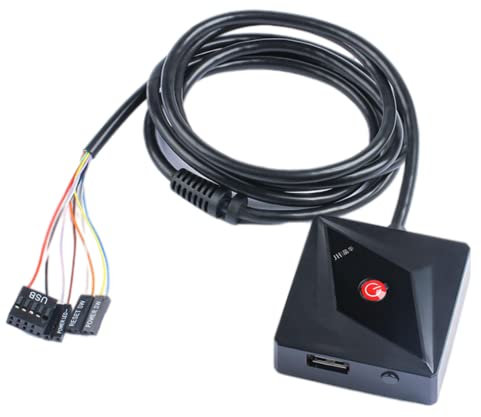 Desktop Computer Power Switch - External Remote Start with Motherboard Power On/Off Switch Button Extension Cable (Black, No Light, USB Port)