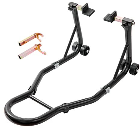 VEVOR Cavalletto per Ruote Posteriore per il Sollevamento della Moto Bici Garage Capacità Carico Max. 390kg, Cavalletto Supporto per Moto Bici da Officina Adatto Testa della Forcella a Doppia U + L