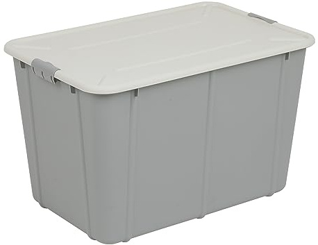 BranQ Home essential, 60 Liter robuste große Aufbewahrungsbox mit Clip-Verriegelungsdeckel, BPA-freier Kunststoff, stapelbare Aufbewahrungsbox, ideal für Garage und Zuhause, 58,8 x 39,3 x 37 cm (L x B